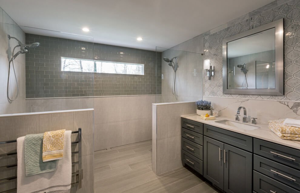 Tub to shower conversion completed in Miami Gardens - Modern walk-in shower with glass enclosure